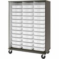 I.D. Systems 67'' Tall Dark Elm Mobile Open Storage Cabinet with 36 3 1/2'' Trays 80274Z67020 538274Z67020